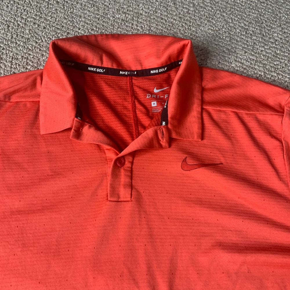 Nike Golf Mens Polo Shirt Size Medium Red Short Sleeves Dri Fit Swoosh Pullover - Picture 2 of 12